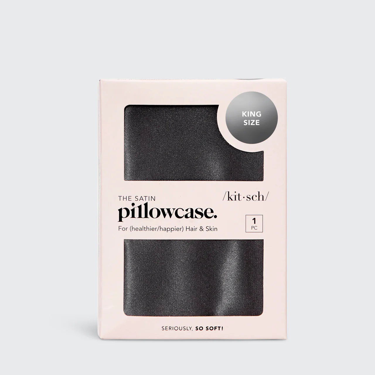 Satin Pillowcase in Charcoal 2 Pack - King - Image 3