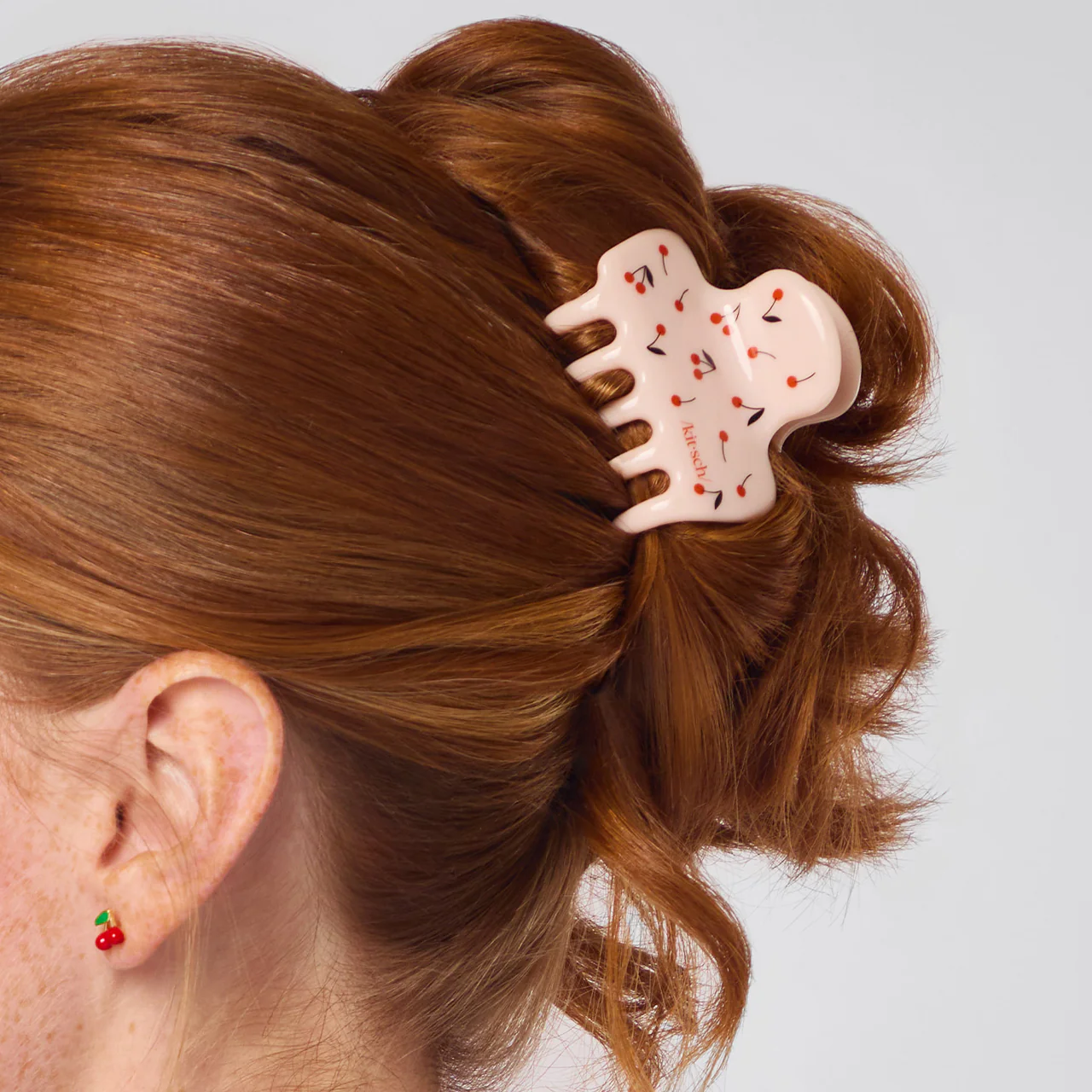 Cherry Print Cloud Claw Clip - Medium - Image 2