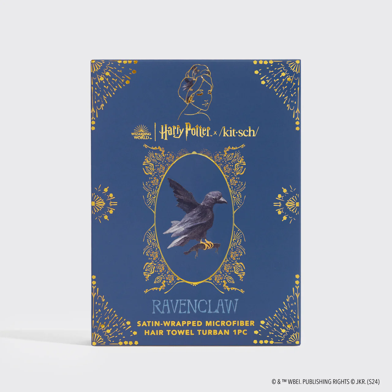 Kitsch x Harry Potter Satin Wrapped Hair Towel in Ravenclaw - Image 4