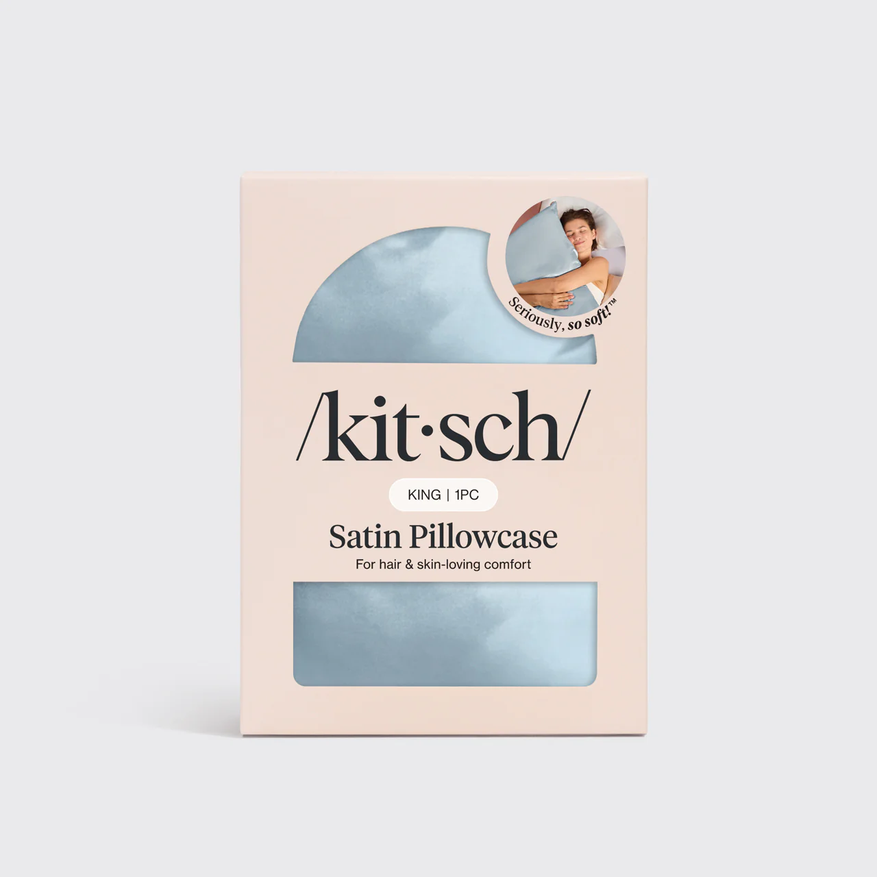 Satin Pillowcase in Haze Blue - King - Image 3