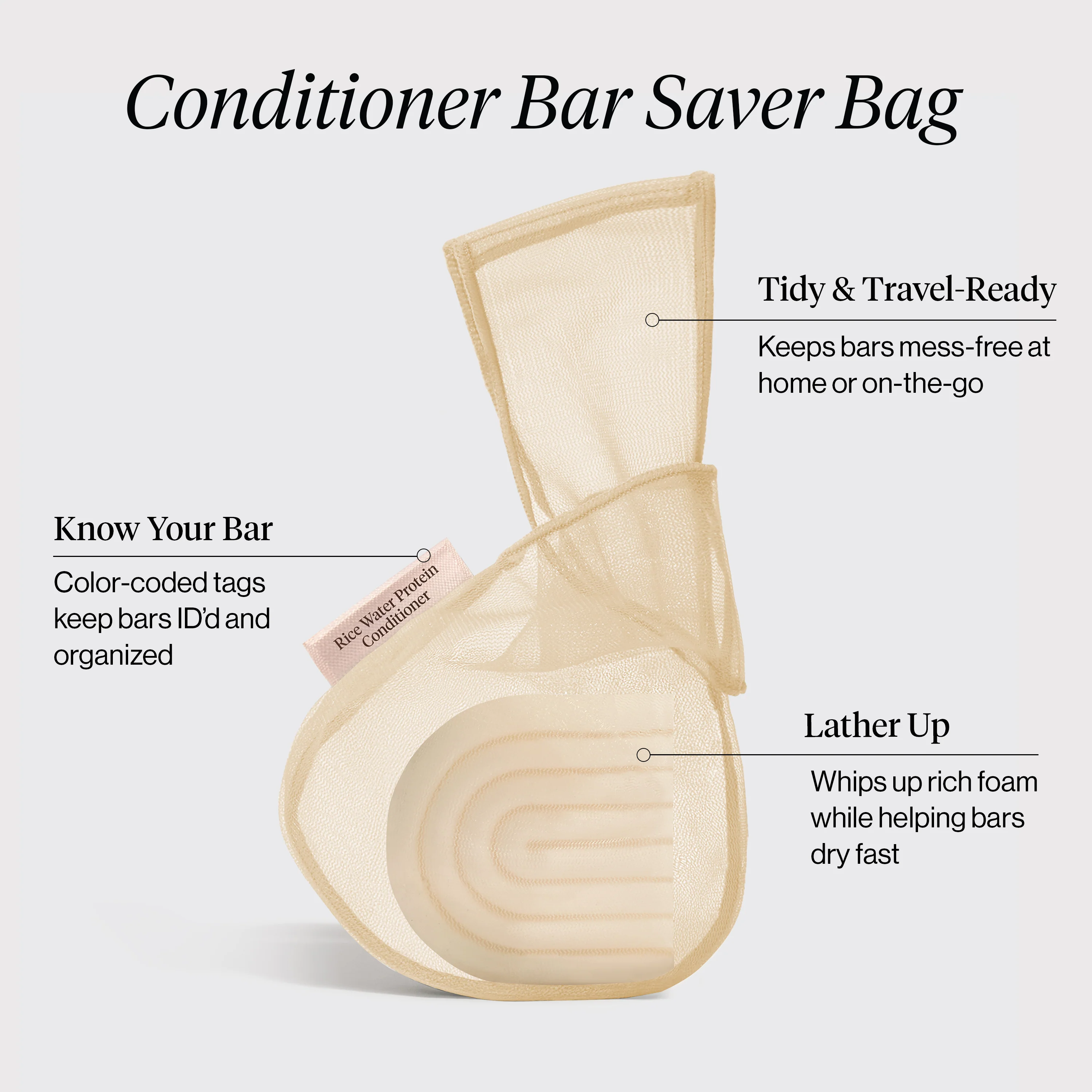 Rice Water Protein Conditioner Bar Saver Bag - Image 2