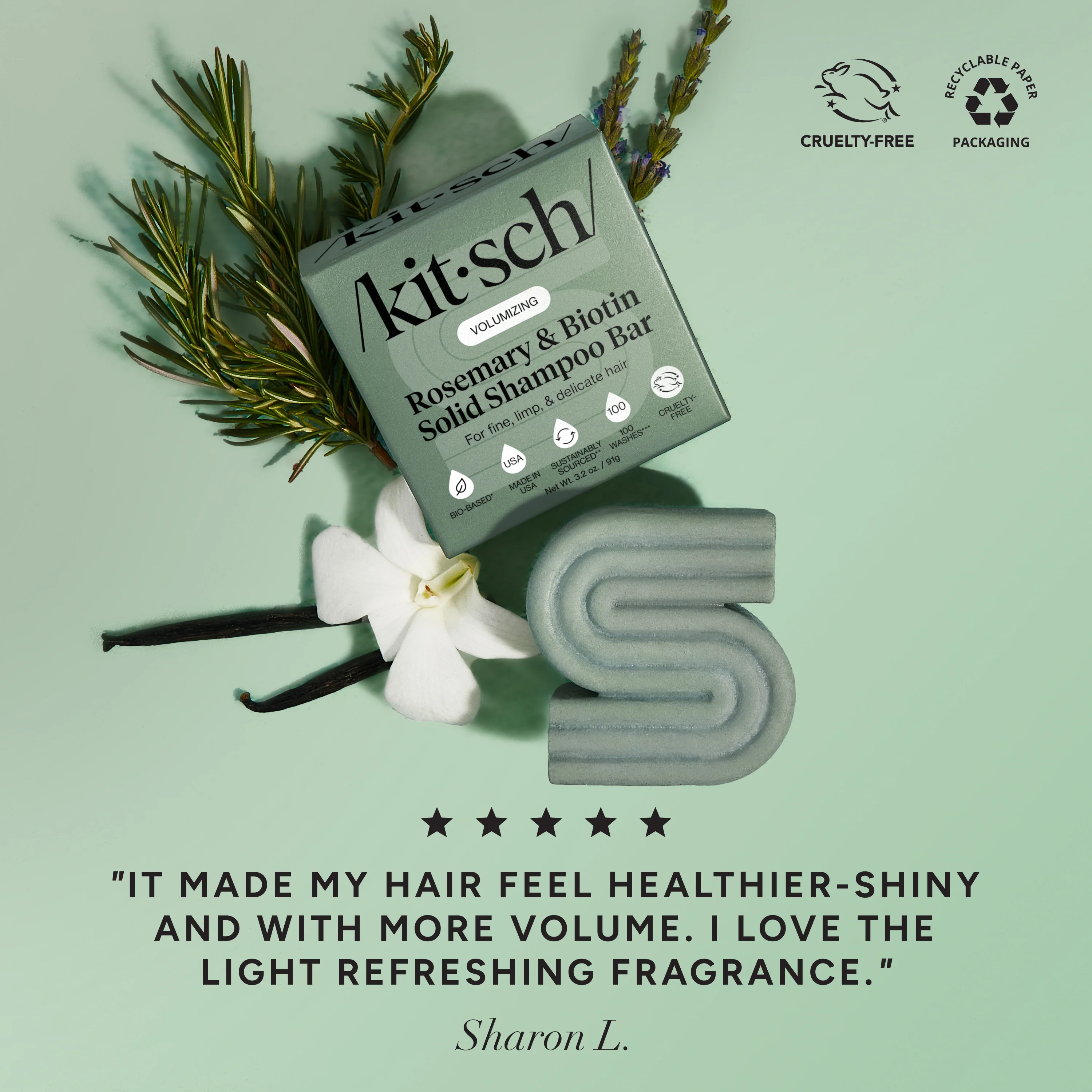 Rosemary & Biotin Volumizing Shampoo & Conditioner Bar Combo - Image 2