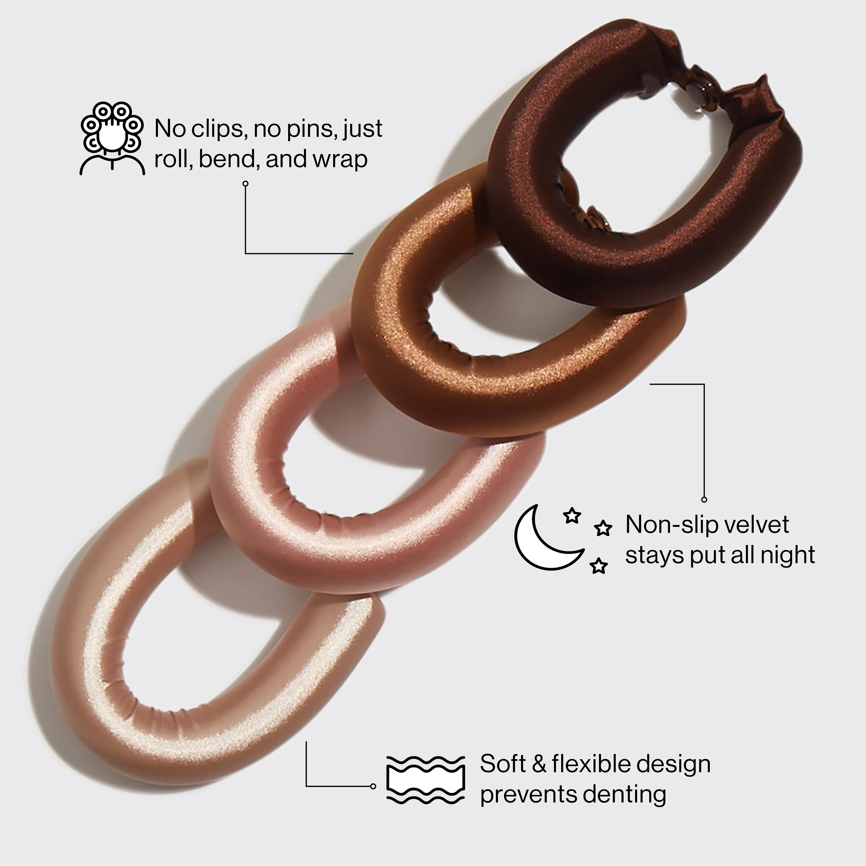 Rosewood Jumbo Satin Flexi Rods 4pc Set - Image 3