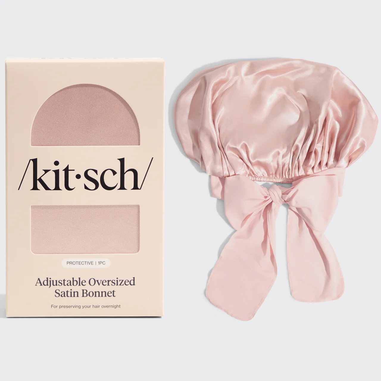 Satin Lined Flexi Shower Cap + Blush Oversized Satin Bonnet Bundle - Image 3