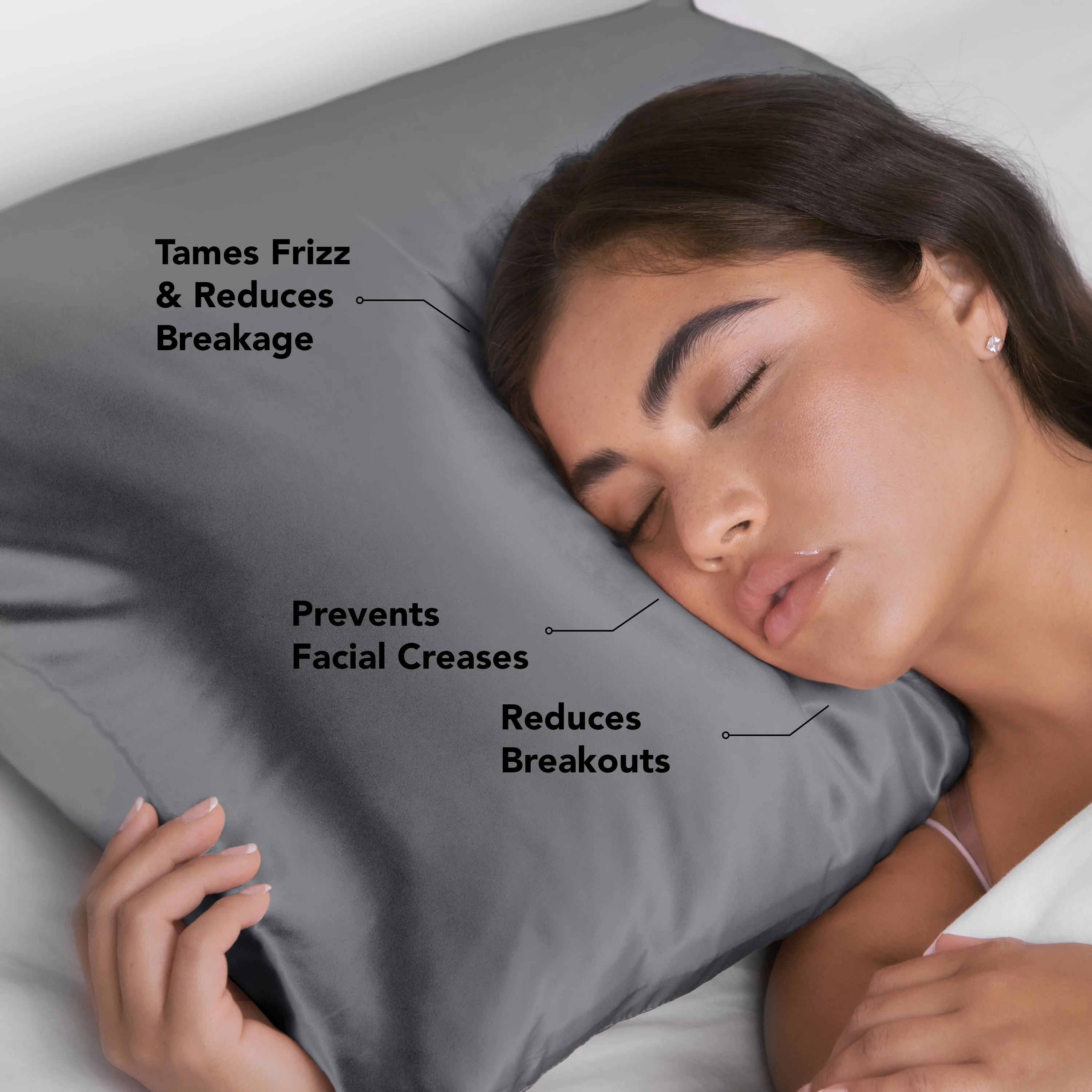 Satin Pillowcase in Charcoal 2 Pack - Image 4